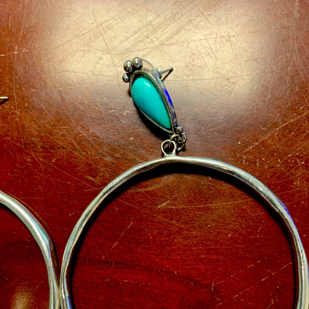 Faux turquoise hoop earrings